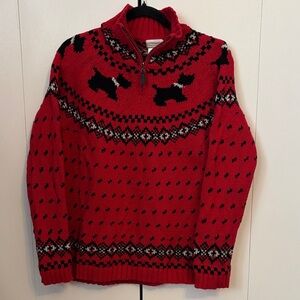 Red Scottie Dog Half-Zip Knit Sweater